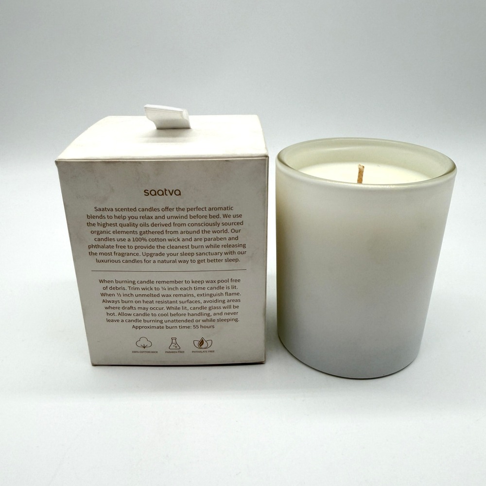 Saatva Scented Candle 8oz White Drift Lavender Vetiver Aromatherapy Relaxing NEW - Picture 5 of 8